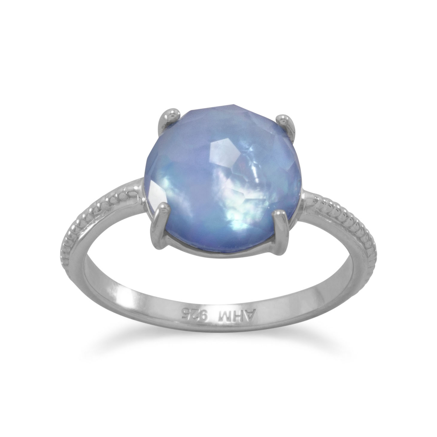Rhodium Plated Blue Triplet Ring