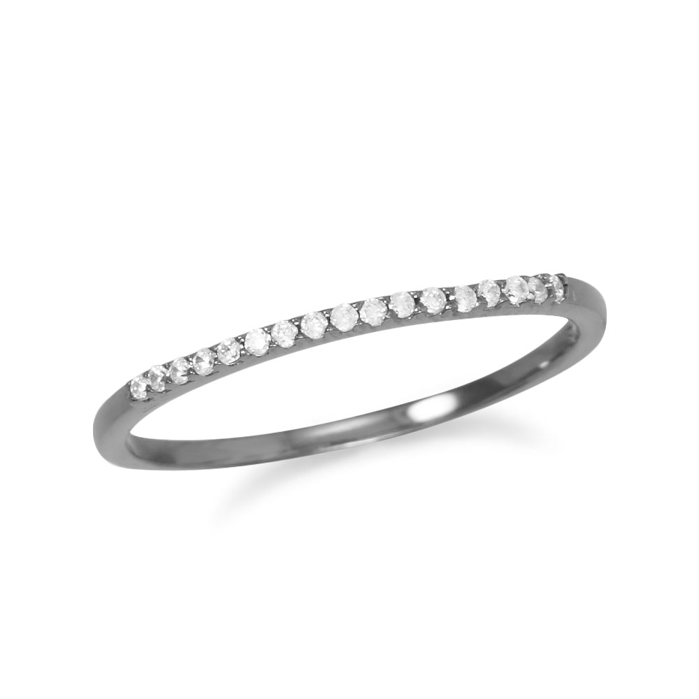 Ruthenium Plated Thin CZ Ring